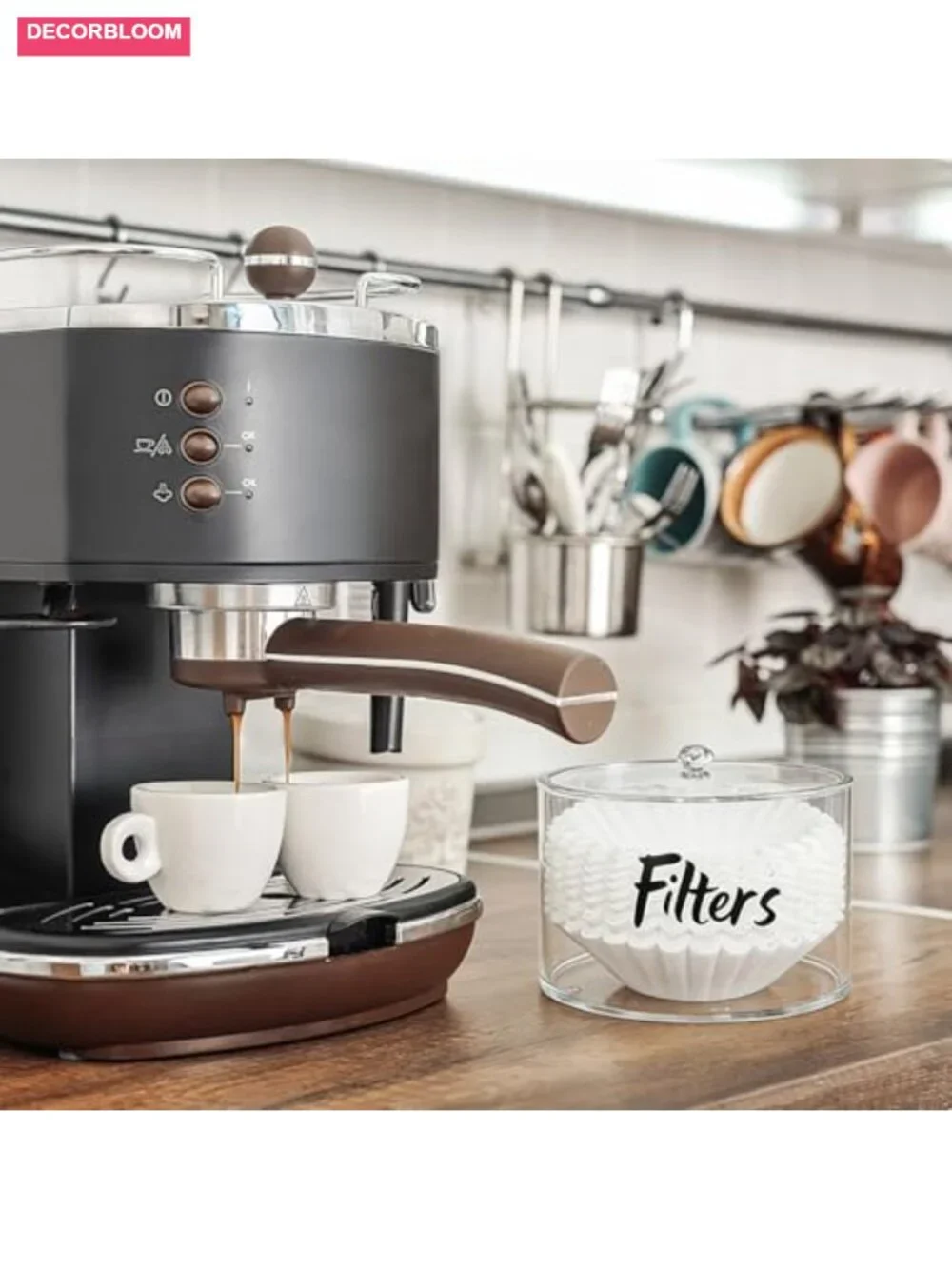 Acrylic Coffee Filter Holder with Lid, Clear Storage Dispenser for Kitchen